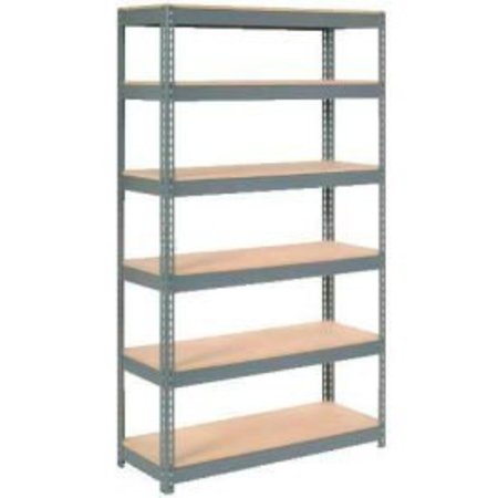 GLOBAL EQUIPMENT Extra Heavy Duty Shelving 48"W x 24"D x 60"H With 6 Shelves, Wood Deck, Gry 717101
